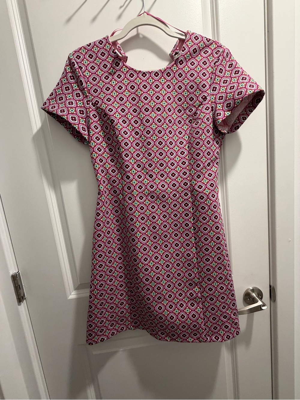 Zara Pink Geometric Short Sleeve Shift Dress